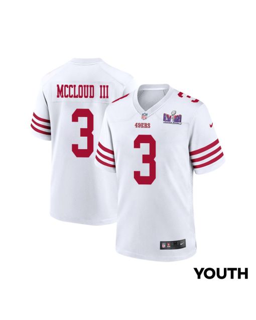 Ray-Ray McCloud III 3 San Francisco 49ers Super Bowl LVIII Patch Game YOUTH Jersey – White