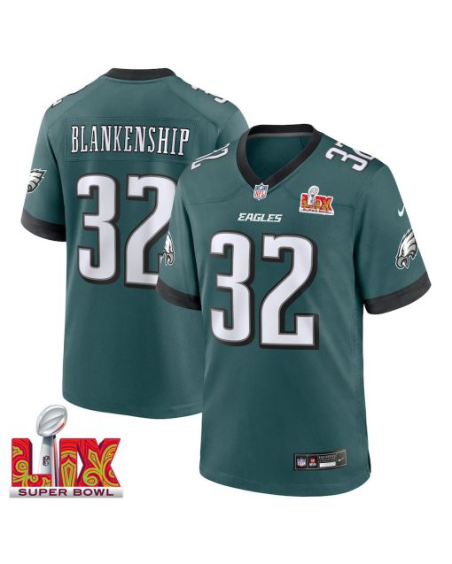 Reed Blankenship #32 Philadelphia Eagles Super Bowl LIX Jersey – Men’s – Midnight Green