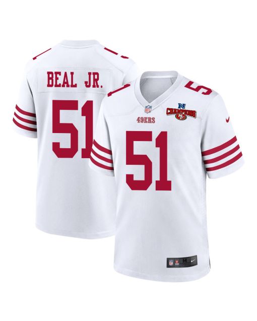 Robert Beal Jr. 51 San Francisco 49ers NFC Champions Patch Game Men Jersey – White
