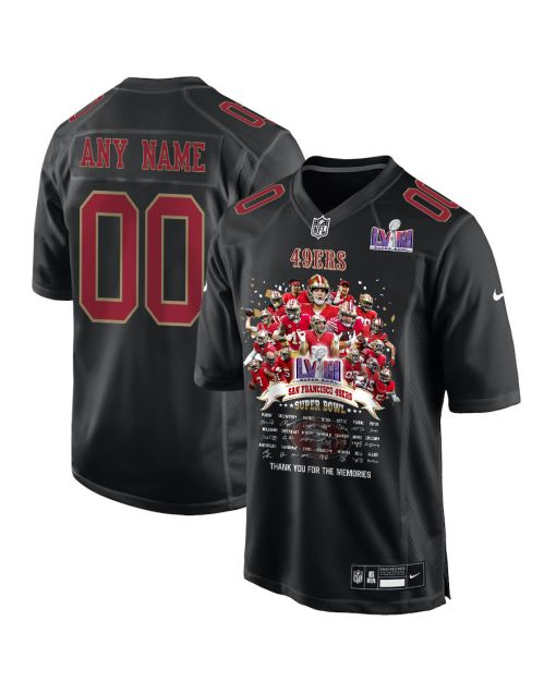 San Francisco 49ers Super Bowl LVIII Thanks For Memories Fashion Game Custom Men Jersey – Carbon Black