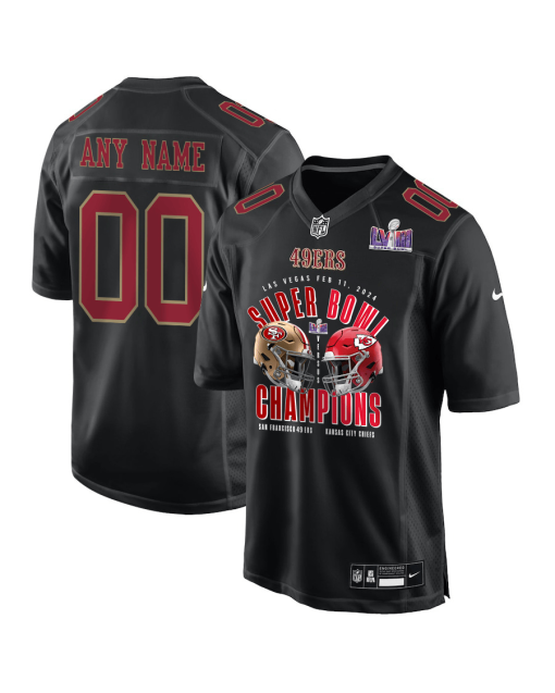 San Francisco 49ers vs. Kansas City Chiefs Super Bowl LVIII Matchup Fashion Game Custom Men Jersey – Carbon Black