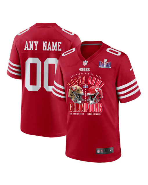 San Francisco 49ers vs. Kansas City Chiefs Super Bowl LVIII Matchup Game Custom Men Jersey – Scarlet