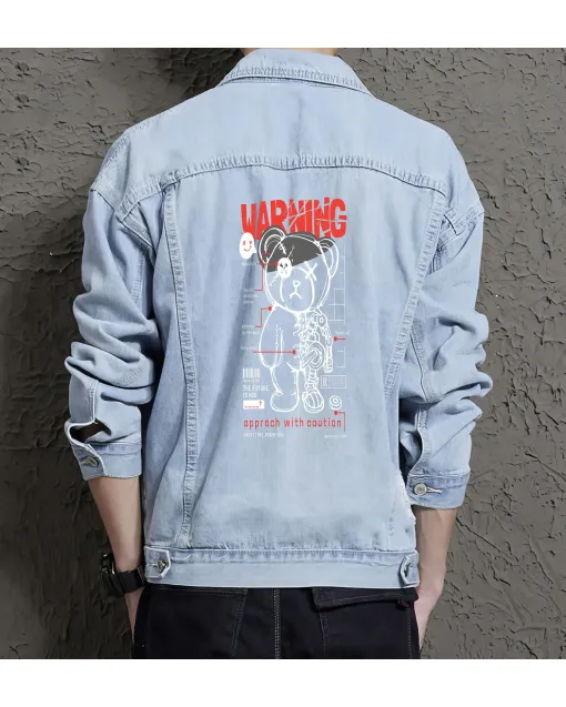Teddy Bear Jean Jacket for Men – Gift for Teen Boys – Christmas Gift - Light Blue - Main View