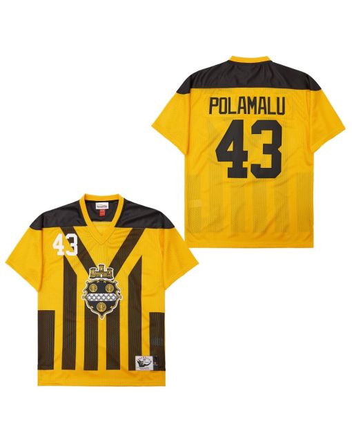 Troy Polamalu 43 Pittsburgh Steelers Retro Throwback Legacy Men Jersey – Black/Yellow