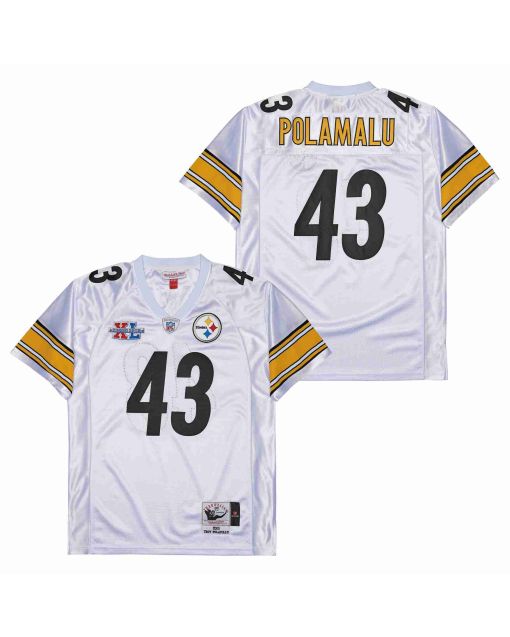 Troy Polamalu 43 Pittsburgh Steelers Super Bowl XL Retro Throwback Men Jersey – White