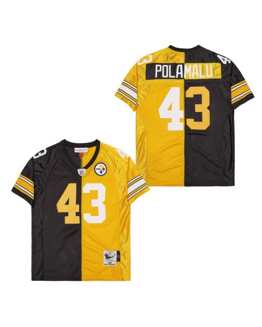 Troy Polamalu 43 Pittsburgh Steelers Two-Toned Retro Throwback Men Jersey – Black/Yellow