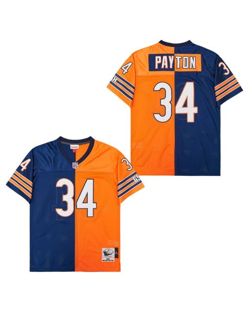 Walter Payton 34 Chicago Bears Two-Toned Retro Throwback Men Jersey – Orange/Navy