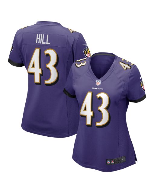 Women’s Baltimore Ravens Justice Hill Purple Game Jersey