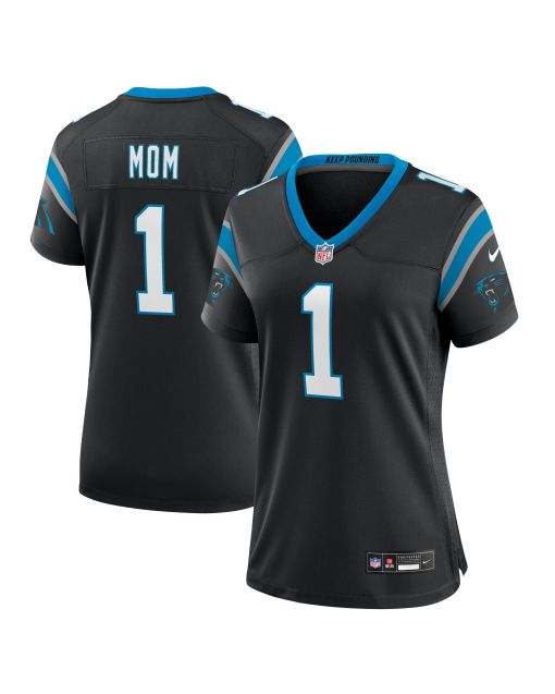 Women’s Carolina Panthers Number 1 Mom Black Game Jersey