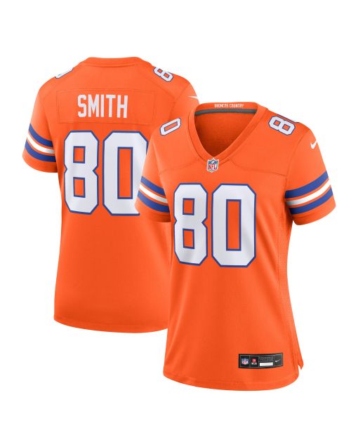 Women’s Denver Broncos Rod Smith Orange Mile High Collection 1977 Throwback Retired Player Game Jersey