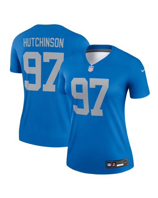 Women’s Detroit Lions Aidan Hutchinson Blue Alternate Legend Player Performance Top