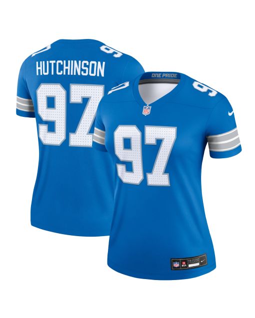 Women’s Detroit Lions Aidan Hutchinson Blue Legend Player Performance Top