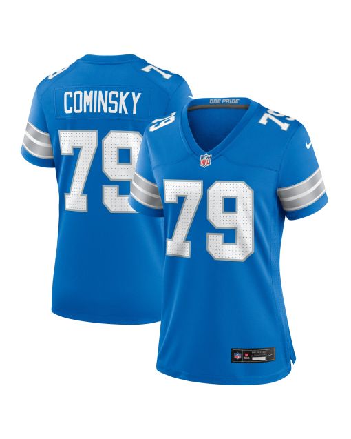 Women’s Detroit Lions John Cominsky Blue Team Game Jersey