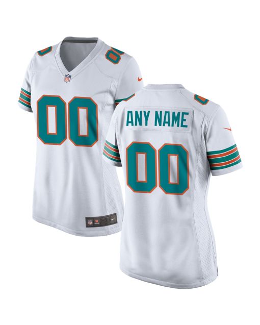 Women’s Miami Dolphins White Alternate Custom Game Jersey