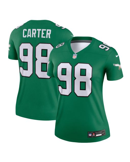 Women’s Philadelphia Eagles Jalen Carter Kelly Green Alternate Legend Player Performance Top