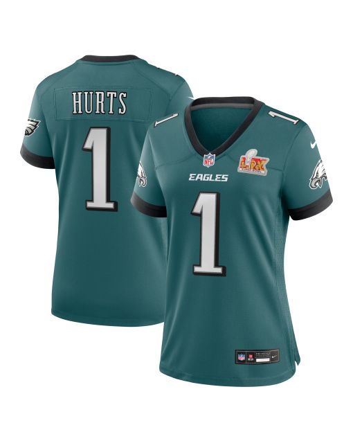 Women’s Philadelphia Eagles Jalen Hurts Midnight Green Super Bowl LIX Game Player Jersey