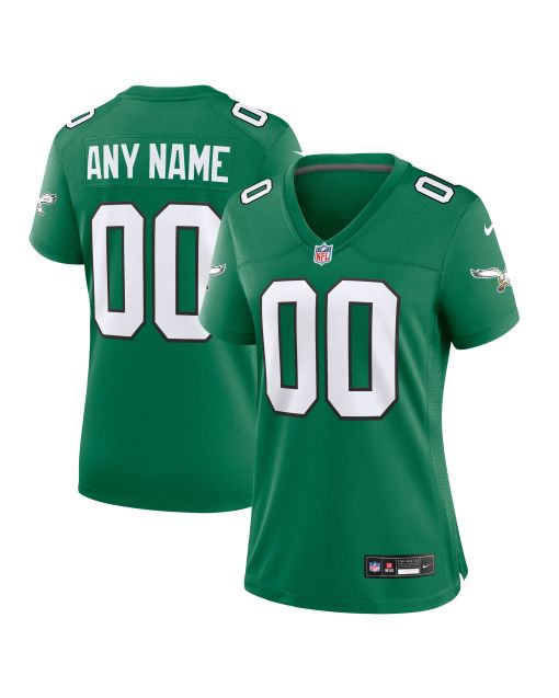 Women’s Philadelphia Eagles Kelly Green Alternate Custom Game Jersey