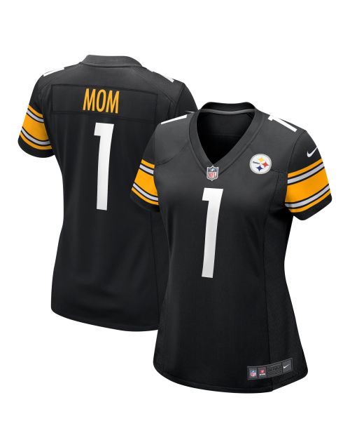 Women’s Pittsburgh Steelers Number 1 Mom Black Game Jersey