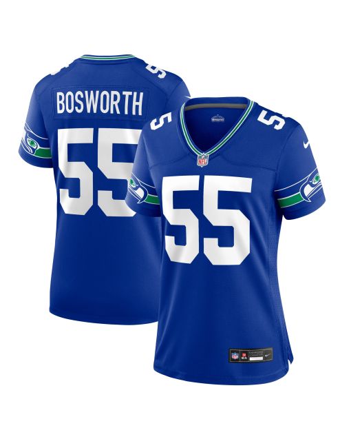 Women’s Seattle Seahawks Brian Bosworth Royal Throwback Retired Player Game Jersey