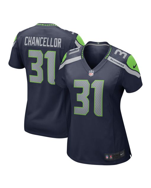 Women’s Seattle Seahawks Kam Chancellor College Navy Retired Player Game Jersey