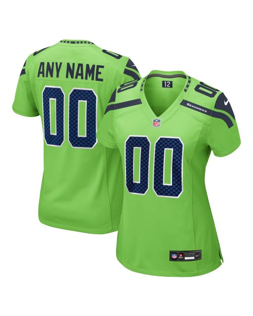 Women’s Seattle Seahawks Neon Green Alternate Custom Game Jersey