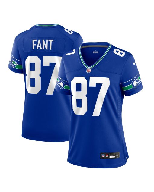 Women’s Seattle Seahawks Noah Fant Royal Throwback Player Game Jersey
