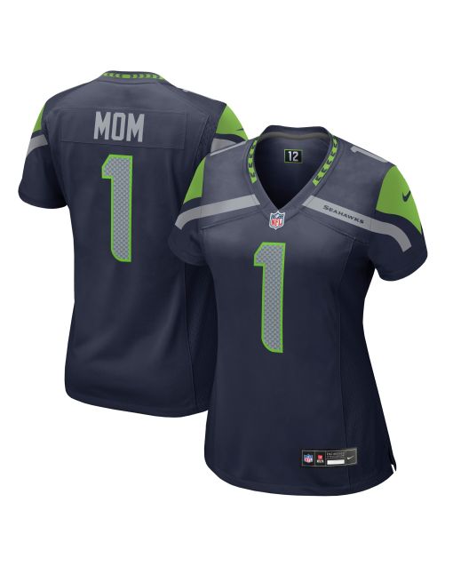 Women’s Seattle Seahawks Number 1 Mom College Navy Game Jersey