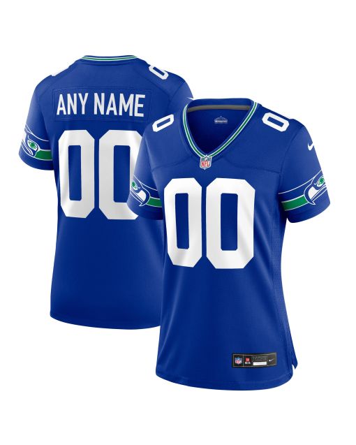 Women’s Seattle Seahawks Royal Throwback Custom Jersey