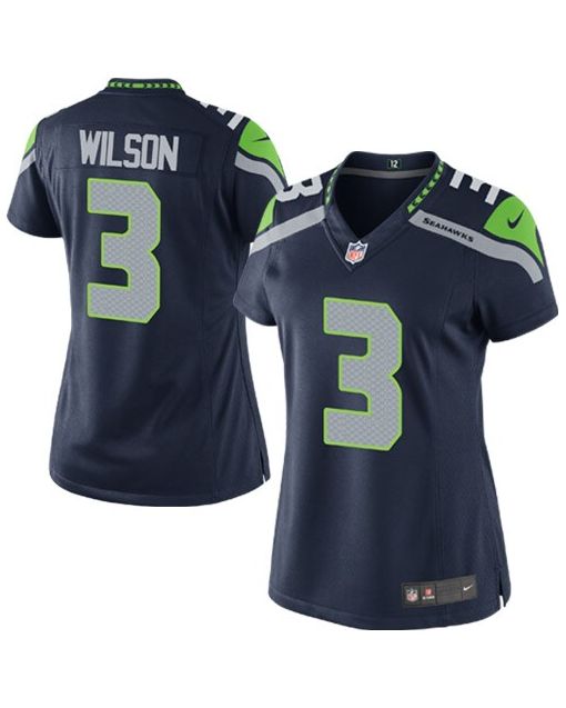 Women’s Seattle Seahawks Russell Wilson College Navy Game Player Jersey
