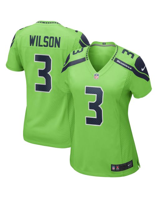 Women’s Seattle Seahawks Russell Wilson Neon Green Alternate Game Jersey