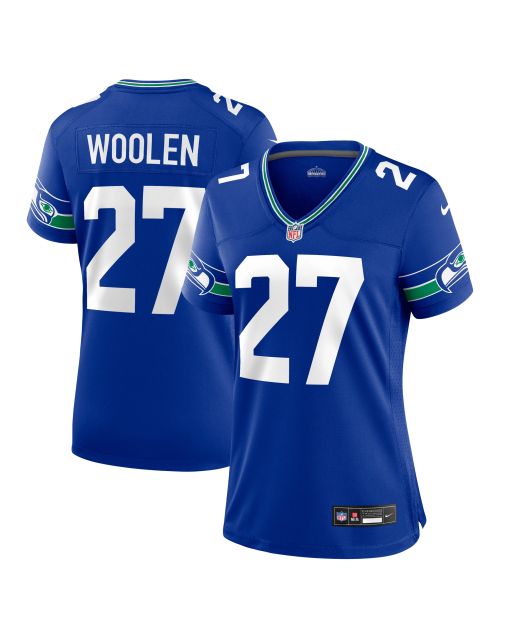 Women’s Seattle Seahawks Tariq Woolen Royal Throwback Player Game Jersey
