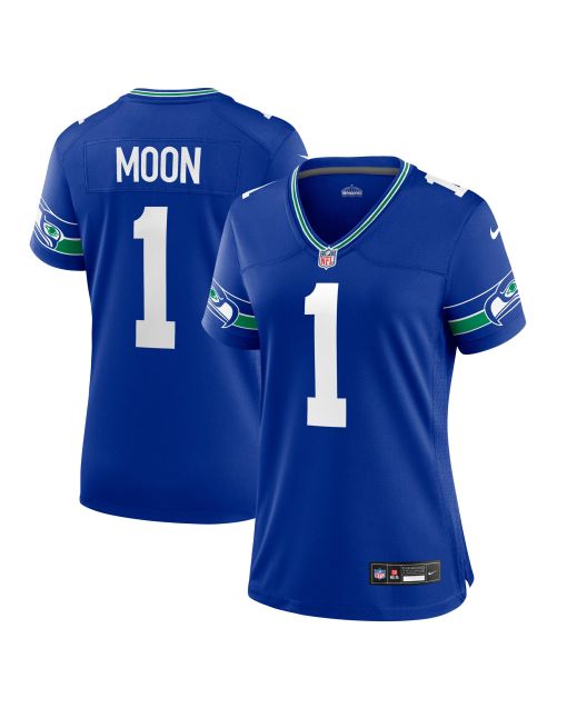 Women’s Seattle Seahawks Warren Moon Royal Throwback Retired Player Game Jersey