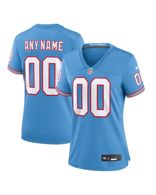 Women’s Tennessee Titans Light Blue Oilers Throwback Custom Game Jersey