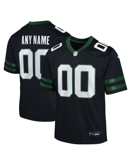 Youth New York Jets Legacy Black Alternate Custom Game Jersey