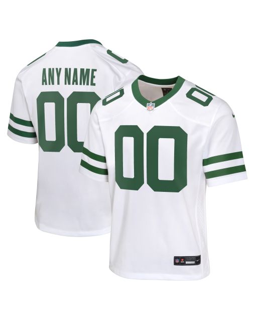 Youth New York Jets Legacy White Custom Game Jersey