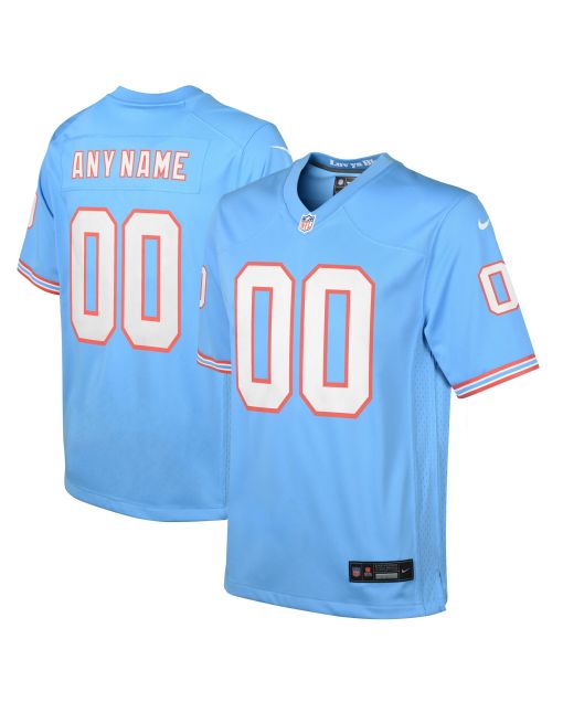 Youth Tennessee Titans Light Blue Oilers Throwback Custom Game Jersey