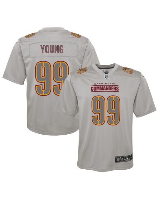 Youth Washington Commanders Chase Young Gray Atmosphere Fashion Game Jersey