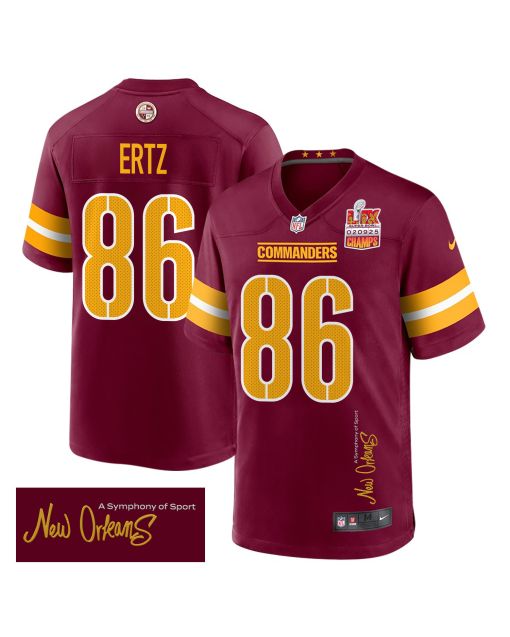 Zach Ertz 86 Washington Commanders Super Bowl LIX Champions Patch ‘New Orleans – A Symphony of Sport’ EMBROIDERED Game Men Jersey – Burgundy