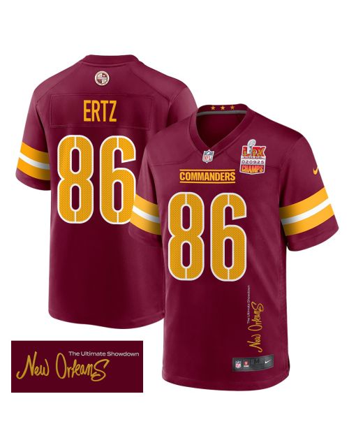 Zach Ertz 86 Washington Commanders Super Bowl LIX Champions Patch ‘New Orleans – The Ultimate Showdown’ EMBROIDERED Game Men Jersey – Burgundy