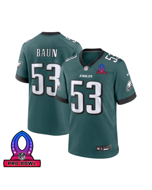 Zack Baun 53 Philadelphia Eagles 2025 Pro Bowl Patch Game Men Jersey – Midnight Green