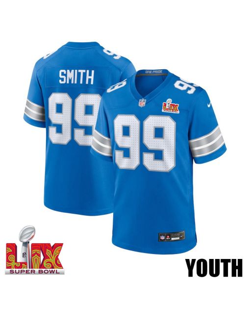 Za’Darius Smith #99 Detroit Lions Super Bowl LIX YOUTH Jersey – Blue