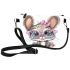 Cute cartoon bunny with pink heart shaped glasses makeup bag