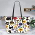 Pattern of flowers dogs cats mushrooms Leather Tote Bag, Totes, Crossbody, Purse: Bag Gift Idea for Girlfriend, Sitter, Birthday, Women ,Daughter, Mama, Ladies