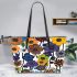 Flowers in the style of maru aronson Leather Tote Bag, Totes, Crossbody, Purse: Bag Gift Idea for Girlfriend, Sitter, Birthday, Women ,Daughter, Mama, Ladies