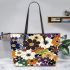 Flowers in the style of maru aronson Leather Tote Bag, Totes, Crossbody, Purse: Bag Gift Idea for Girlfriend, Sitter, Birthday, Women ,Daughter, Mama, Ladies