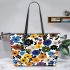 Flowers in the style of maru aronson different colors Leather Tote Bag, Totes, Crossbody, Purse: Bag Gift Idea for Girlfriend, Sitter, Birthday, Women ,Daughter, Mama, Ladies