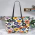 Flowers in the style of maru aronson different colors Leather Tote Bag, Totes, Crossbody, Purse: Bag Gift Idea for Girlfriend, Sitter, Birthday, Women ,Daughter, Mama, Ladies