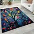 Abstract birds in whimsical forest creation area rugs carpet