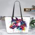 Abstract colorful horse head leather tote bag