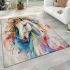 Abstract painting of a white horse area rugs carpet